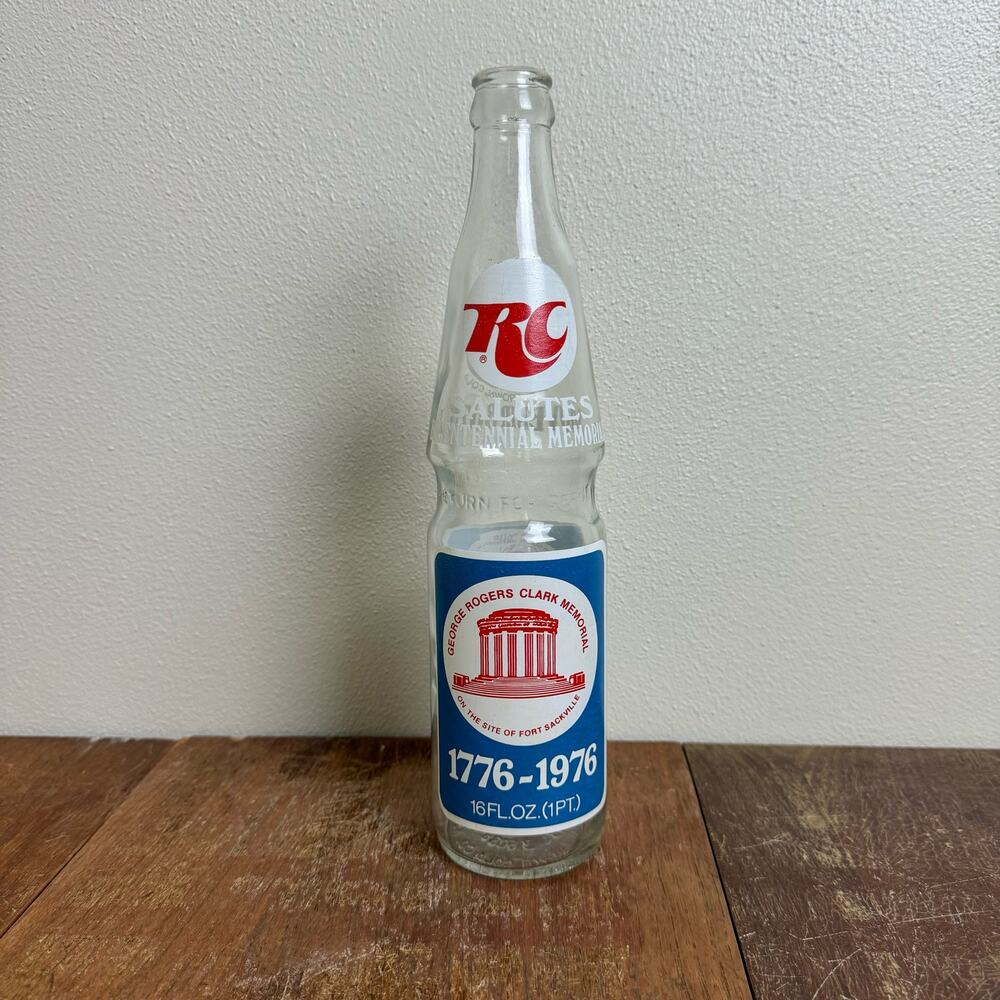 Vintage 1976‎ RC Royal Crown Cola Bicentennial Pint Glass Soda Bottle 16oz